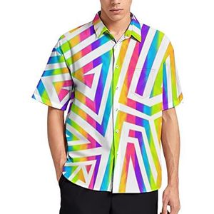 Regenboog spiraal patroon Hawaiiaanse shirt voor mannen zomer strand casual korte mouw button down shirts met zak