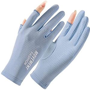 Snijbestendige handschoenen For Zomer Rijden Rijden Vissen 2 Finger Cut Non-Slip Sunblock Handschoenen Dunne Ademende Handschoenen tegen Zonwering Lichtgewicht beschermende handschoenen (Color : Blue