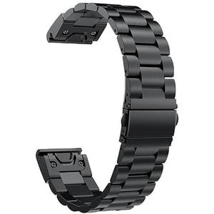 20 22 26mm roestvrijstalen band geschikt for Garmin Fenix ​​7S 7 7X 6S 6 6X Pro 5S 5 5X Plus Instinct 2X 3HR metalen band QuickFit horlogeband (Color : Black, Size : 20mm Fenix 5S 5SPlus)