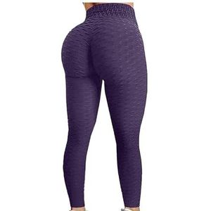 Yogabroek met hoge taille, heuplift en buikverstrakking Fitness hardloopyogabroek for dames, trainingslegging (Color : Purple, Size : XXXL)