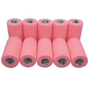 PintoMed - 10 rollen - Roze - Samenhangend Verband - Cohesive Bandage - 10 rollen x 10 cm x 4,5 m Zelfklevende flexibele verbanden, EHBO, sportverbandverbanden - Pak van 10
