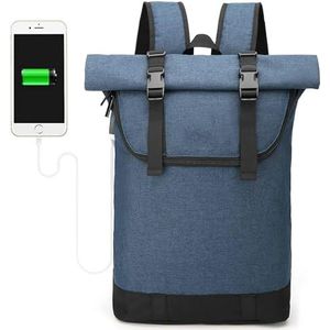 DRNSYHX backpack Backpack Rolltop Rucksack Women & Men School Bag Unisex Water-resistant Casual Daypack Fits 15 6 Inch Macbook Laptop-blue-15 6 In