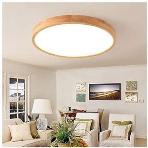 Led-plafondlamp, houten plafondlamp, moderne verlichting, ronde houten lamp, voor woonkamer, slaapkamer, eetkamer, kantoor, kinderkamer, plafondlamp, houten lamp (wit licht, 50 cm/36 W)