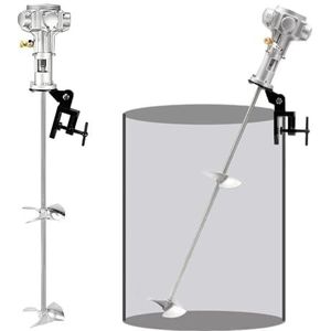 55 gallon pneumatische roerder, verfmixer voor boormachines, automatische verfroermachine van roestvrij staal met 1/2 pk, stationair toerental: 0-2800 rpm, voor inktoproerder