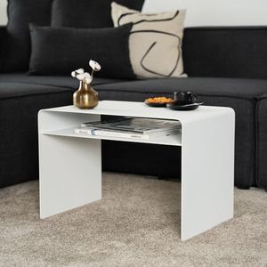 Home Deluxe - Bijzettafel Zima – afmetingen: 58 x 38 x 40 cm, kleur: wit, materiaal staal I salontafel woonkamertafel banktafel
