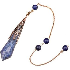 Vintage Natural Gemstones Bronze Pendulum Chains Pendant Necklace Healing Dangle Pendulum Jewelry Reiki Pendulum Decor (Color : Lapis Bronze)