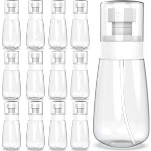 KAHEIGN 12 spuitflessen, 100 ml, fijne spuitfles, lekvrij, mini-vacuüm-spuitfles, navulbaar, parfum, huidverzorging, make-up, tonische lotion (wit)