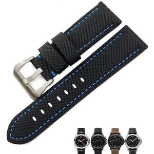 dayeer 24mm Horlogebandje Voor Panerai Pam01661/00441 Horlogeband Voor Mannen Armbanden Accessoires (Color : Black blue silver, Size : 24mm)