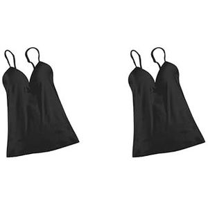Siepificius Dames verstelbare riem ingebouwde beha tanktops hemdje M wit, 2 Set (Zwart M), 34