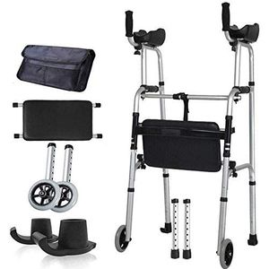 Loophulp Standaard rollator Walkers Ouderen Opvouwbare rollator met zitarm, in hoogte verstelbare Veilige stabiele loophulp Uitgerust met armsteunkussen