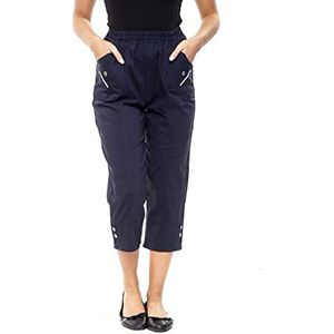 JM CLOTHING SS12 Womens Cropped Capri Broek Dames Driekwart Zachte 3/4 Stretchy Pull on Broek Elastische Taille Zakken Zomer Shorts Plus Size Broek, marineblauw, 48