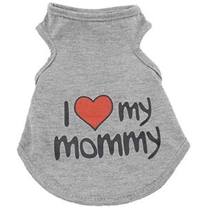 SMALLLEE_LUCKY_STORE I Love My Mommy Daddy Hond T-shirt voor Kleine Honden Zomer Tank Vest Puppy Mouwloos Shirt Chihuahua Shih Tzu Kleding, Grijs, X-Large