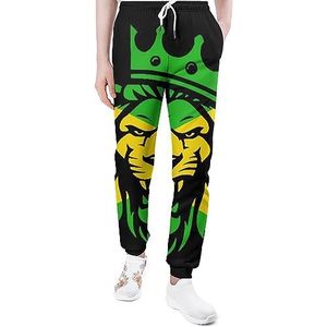 Jamaica Rasta Lion Joggingbroek voor Mannen Yoga Atletische Jogger Joggingbroek Trendy Lounge Jersey Broek 2XL