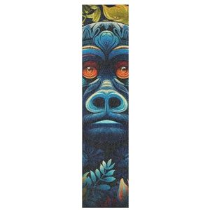 Bloemenpatroon, kunst, dier, gorillapatroon, griptape voor skateboard, grip tape, zelfklevend, antislip, voor longboard, gripstickers (23 x 84 cm, 1 stuk 44 x 25 cm)