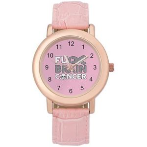 Fuck Hersenkanker Klassieke Horloges Voor Vrouwen Gemakkelijk Lezen Mode Grappige Grafische Horloge Gift voor Werk Workout