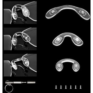 Neuspads, Bril Neuspads Siliconen, Neuspads voor Brillen u-vorm, Anti-slip Neusbeschermers Vervangingen Set met Schroeven en Schroevendraaier， voor de Reparatie van Brillen, Zonnebrillen, Transparant