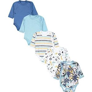 TupTam Baby Overslag Rompertje Lange Mouwen voor Meisjes en Jongens Set van 5, Koala/Safari/Strepen/Mintgroen/Oranje/Blauw, 74