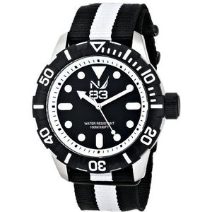 Nautica Heren N09647G zwart en wit roestvrij stalen horloge, Quartz Horloge