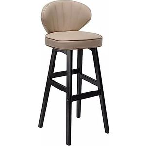 Barkruk Lederen Barkruk Moderne Toonbank Barkrukken Met Rugleuning Hoge Kruk Met Gestoffeerde Zitting En Houten Poten Voetsteun Pub Stoel Thuis Keuken (Color : C, Size : Sitting Height 78cm)