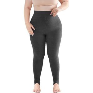 Grote Maat Thermische Legging Dames Fleece Gevoerde Panty Warm Lamsfluweel Sportlegging Elastische Hoge Taille Thermische Broek Dikke Warme Sportlegging(Gray,L)