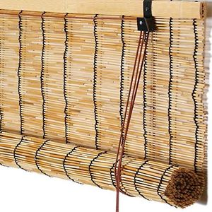 Bamboe Rolgordijn met Zijkoord,Ademend Bamboo Jaloezieën Rolgordijnen,Lichtfilterende Dimbaar Bamboe Vouwgordijn,Handgeweven Riet Gordijn voor Buiten/Terras/Deur (160x200cm/63x79in)