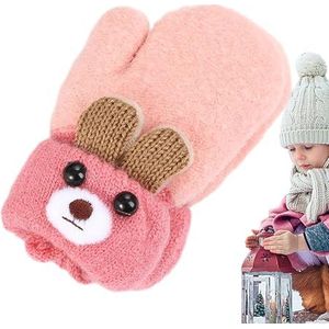 Warme babyhandschoenen - Cartoon beer oren peuterhandschoenen met een touwtje - Pasgeboren wanten voor Halloween en Kerstmis voor babyjongens en -meisjes van 0-3 jaar Qarido
