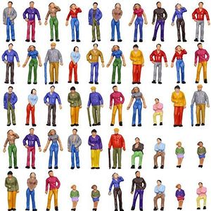 Evemodel 50st Modelspoor 1:50 Geschilderde Figuren O Schaal Mensen Staand Zittend P50W