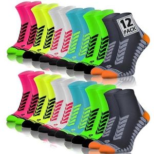 Sesto Senso Sportsokken Dames Heren Korte Sport Sokken Hardloopsokken 3-12 Paar Grafiet Grijs Groen Turkoois Wit Geel Roze 43-47 12 Pack Mix