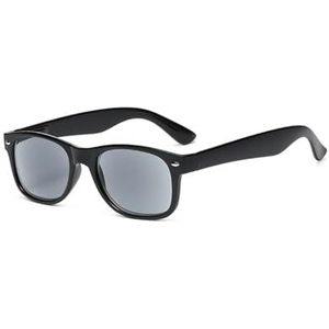 Classic reading glasses, square frame, men's, full frame black glasses, UV protection, fishing reading sunglasses (Color : Gray, Size : 5.3inx1.5inx2.1in)