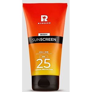 BYROKKO Body Zonnebrandcrème SPF 25 UVA/UVB-beschermingscrème (150 ml) Gemaakt voor iedereen vooral bruiners met een lichte lichte en gevoelige huid