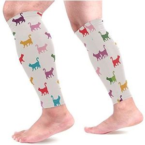 EZIOLY Katten Kittens Sport Kalf Compressie Mouwen Been Compressie Sokken Kalf Guard voor hardlopen, Fietsen, Moederschap, Reizen, Verpleegkundigen