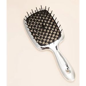 Pluizige vorm kam mesh kam professionele salon haar styling tool antitangle antistatische haarborstel haar kammen haar styling tools (kleur: zwart)
