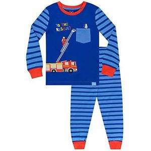 Harry Bear Jongens Pyjamas Nauwsluitend Fit Brandweerman Blauw 110