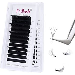 Fadlash Easy Fan Lashes D Curl 0.07 8-14mm Mixed Length Russian Lashes Natural Look Self Fanning Eye Lashes Automatic Blooming Russian Eyelashes Extensions(0.07-D-814)