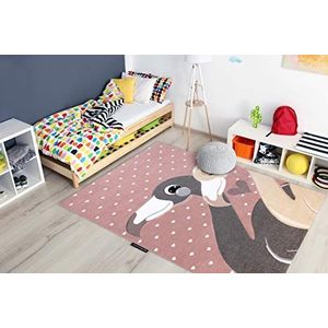Kindertapijt Petit voor babykamers, Speel vloerkleden, Kinderkamer, Flamingo Harten Roze 120x170 cm