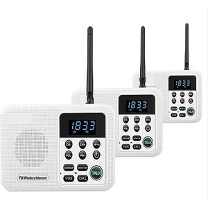 Draadloze intercoms, 1 mijl lange afstand draadloos intercomsysteem for thuiskantoor, kantoorruimte, kamer-naar-kamercommunicatie.(3 Unit White)