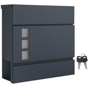 Brievenbus - Antracietgrijs - Verzinkt Staal - Water- en Roestbestendig - Met Krantenhouder