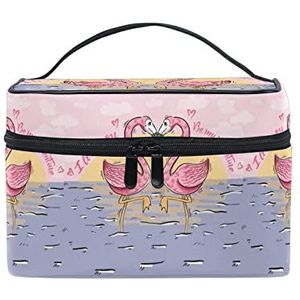 Schattig dier flamingo vogel make-up tas voor vrouwen cosmetische tassen toilettas trein koffer