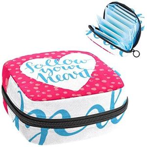 Maandverband Opbergtas,Draagbare maandverband Opbergzak,Volg je hart Polka Dots, Meerkleurig, 4.7x6.6x6.6 in/12x17x17 cm