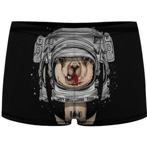Grappige LLama in Astronaut's Helm Heren Boxer Slips Sexy Shorts Mesh Boxers Ondergoed Ademend Onderbroek Thong