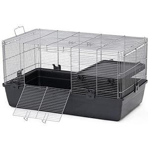 Dubbeldeks hamsterkooi， Zwart gaas Kooien voor kleine dieren Big Villa Cavia Cage Carrier Gerbil Muizen Kooi knaagdierenkooi