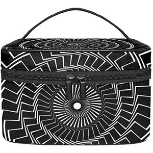 Make-up Organizer Bag, Reizen Make-up Tas Organizer Case Draagbare Cosmetische Tas voor Vrouwen en Meisjes Toiletries Zwart Twisted Spiral, Meerkleurig, 22.5x15x13.8cm/8.9x5.9x5.4in