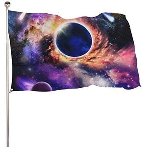 Big Bang Zonnestelsel Planeet Grappige Vlaggen Banner met Messing Doorvoertules voor Buiten Binnenshuis Tuin 24x35 inch
