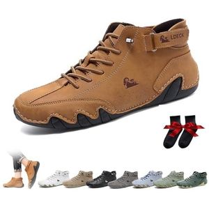 Mannen Handgemaakte Instappers Hoge Laarzen Outdoor All-terrain Minimalistische Beck Schoenen Ademend Antislip Casual Blote Voeten Schoenen for Wandelen Rijden Chukka Laarzen(bruin,44 EU)