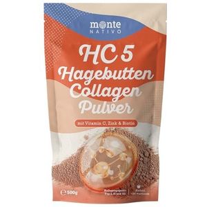 HC5 Rozenbottel Collageenpoeder Monte Nativo (500g) – Met Collageen, Vitamine C, Zink en Biotine – Voor Huid, Haar, Nagels en Immuunsysteem – Natuurlijk Superfood zonder Additieven