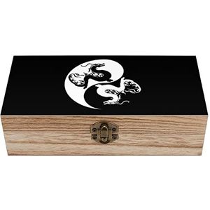 Yin Yang Dragons Houten kist met deksel opbergdozen organiseren sieradendoos decoratieve dozen voor vrouwen mannen