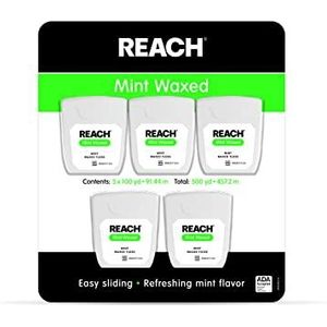 Bereik Mint Waxed Dental Floss 100 Yards per Pack van 5)