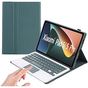 leleyo Beschermhoes voor Xiaomi Mi Pad 5/5 Pro, magnetisch, afneembaar, draadloos, trackpad, PU-leer, toetsenbord voor Xiaomi Mi Pad 5/5 Pro 11 inch, QWERTY (Mipad 5, groen)