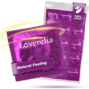 Loverelia condooms ""Natural Feeling"" - realistisch en intens vrijen - perfecte pasvorm en gemakkelijk afrolbaar - natuurlijk rubberlatex - vegan - echt gevoel - verpakking van 100 (2 x 50 stuks)