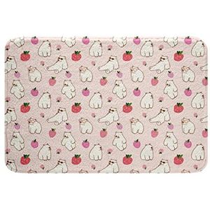 Agriism Trawberry Decor Beer Gebied Tapijt Aardbei Badtapijten Kawaii Kamer Decor Cartoon Leuke Wild Dier Bad Mat voor Meisjes Mooie Wildlife Roze Kamer Decor 71x61 cm